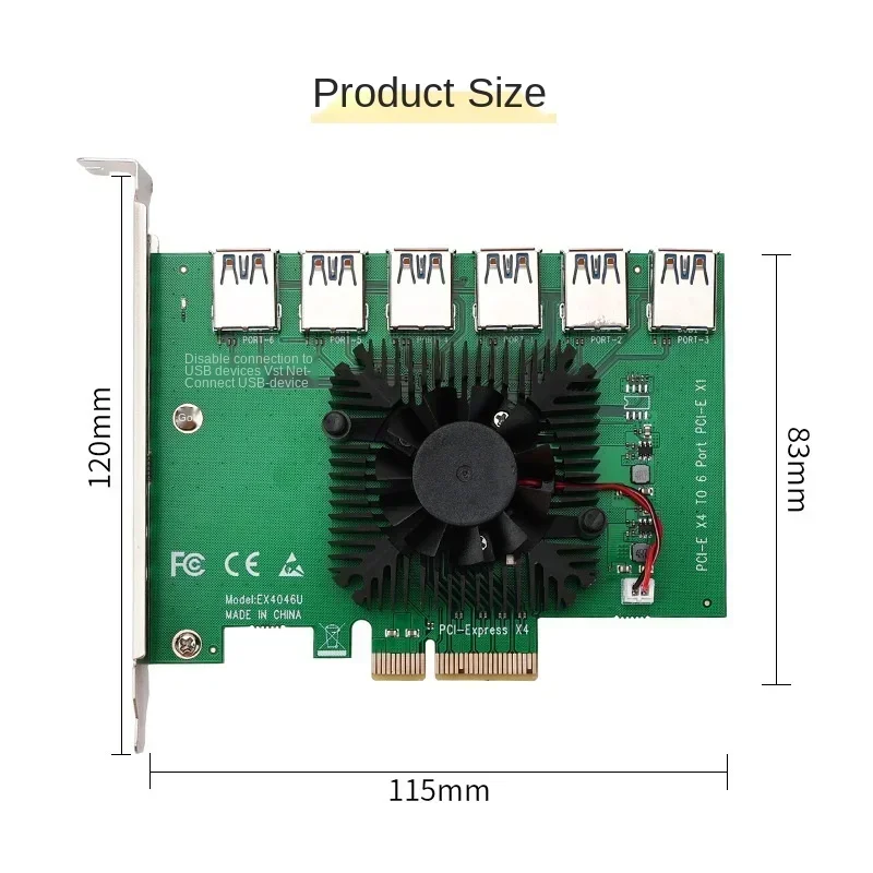 1 To 6 Riser Card, PCI-E To PCI-E Adapter, PCI Express X4 20Gb, PCIE Slot 4X To 16X, USB 3.0 Riser Extender for Bitcoin Miner Mi