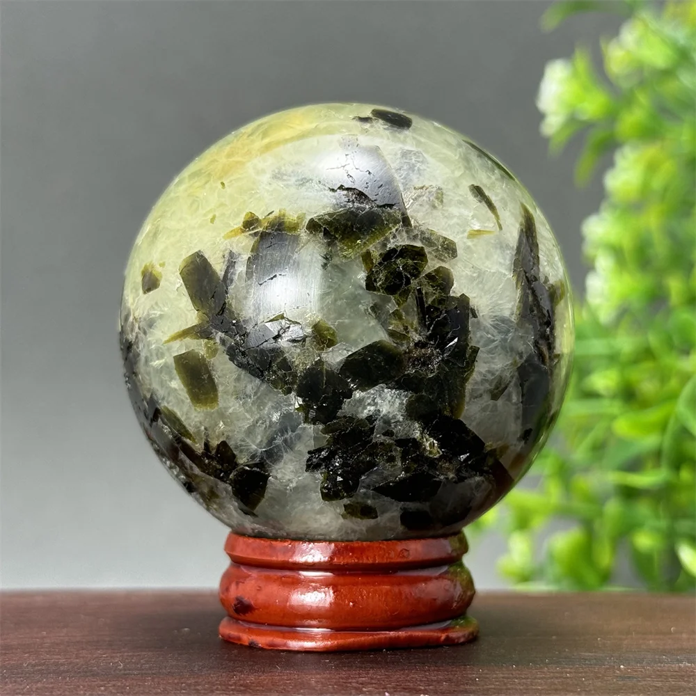 

Natural Gem Green Grape Agate Geode Tourmaline Ball Energy Meditation Witchcraft Treatment Home Mineral Ornaments Gift