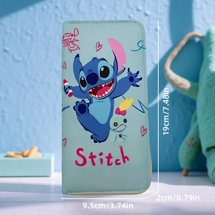 Stitch Multi-Card Long Wallet with Zipper Credit Card Wallet, ID Holder, Large Capacity for Coins & Cards, Durable Polyester