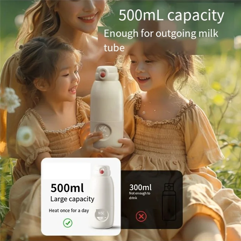 

B58B-500Ml Портативная беспроводная термостатическая чашка, термоизоляционный чайник, регулировка температуры молока, колба для нагрева воды