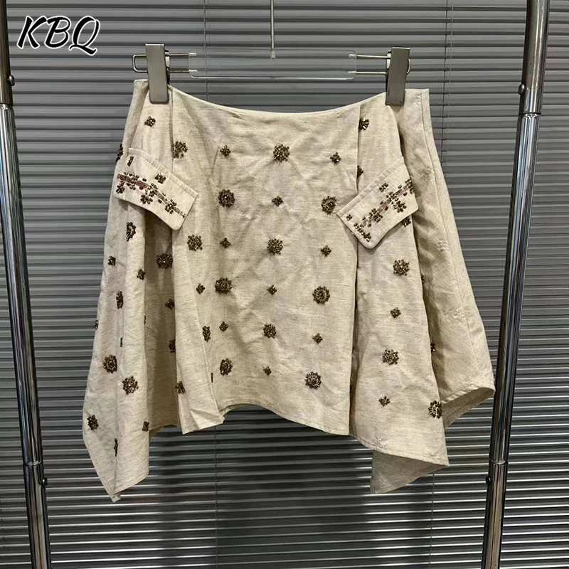 

KBQ Slimming Printing Designer Irregular Mini Skirts For Women High Waist Summer Temperament Party Skirt Female Fashion Style