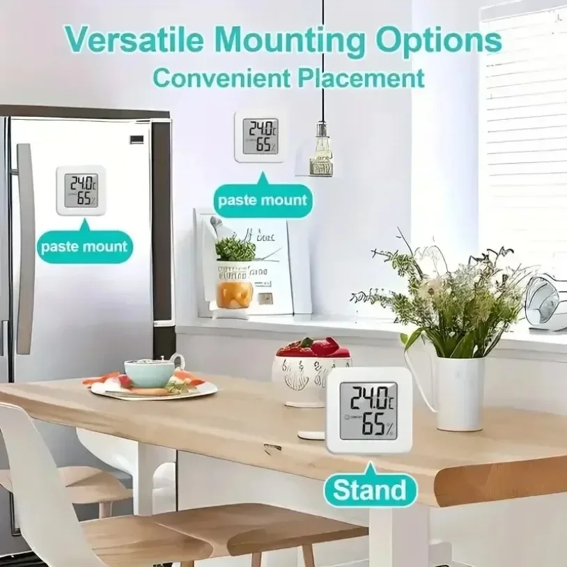 LCD ميزان الحرارة الرقمي الرطوبة غرفة داخلية الإلكترونية درجة الحرارة مقياس الرطوبة الاستشعار محطة الطقس للمنزل #5