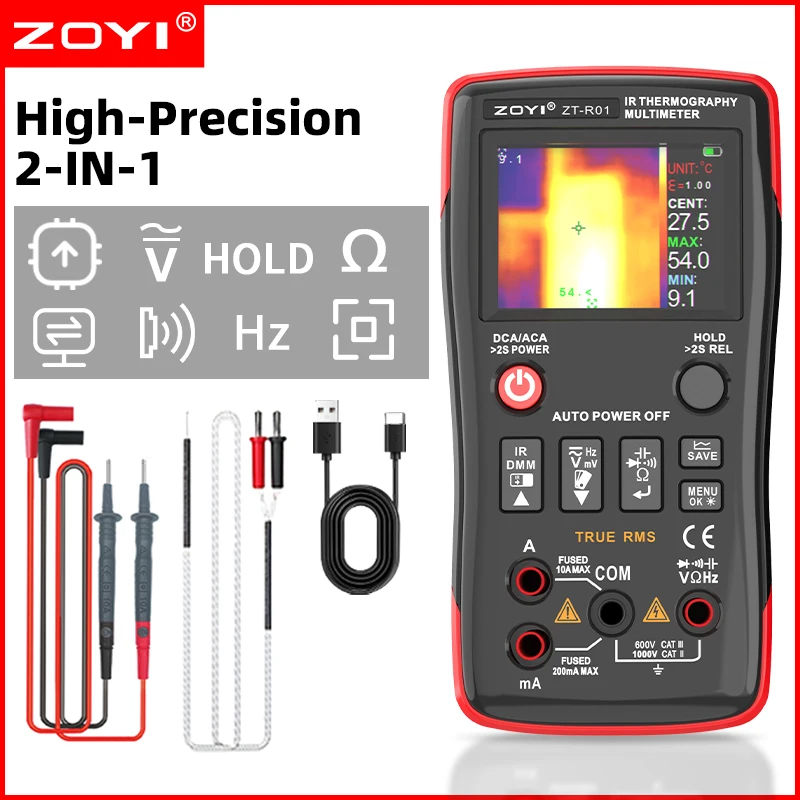 2-IN-1 サーモグラフィー マルチメーター ZT-R01 本体 ZOYI ZT-R01 2-in-1 Thermal Multimeter 32x32 IR Camera