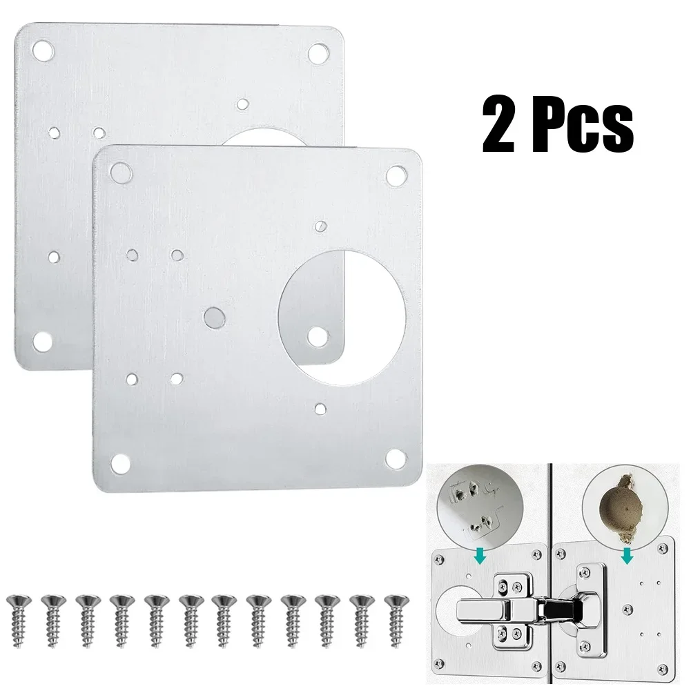 Brand New Hinge Repair Plate Cabinet Tool 90*90mm/3.5*3.5in Drawer For Door Silver Stainless Steel 1/2/4/10 Pcs