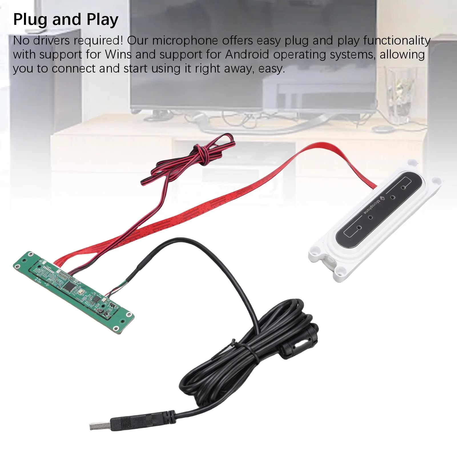 جزءا لا يتجزأ من 4 صفائف ميكروفون متعدد الاتجاهات قابل للتعديل قوس آلة التعرف على الكلام الأبيض جزءا لا يتجزأ من ميكروفون متعدد الاتجاهات