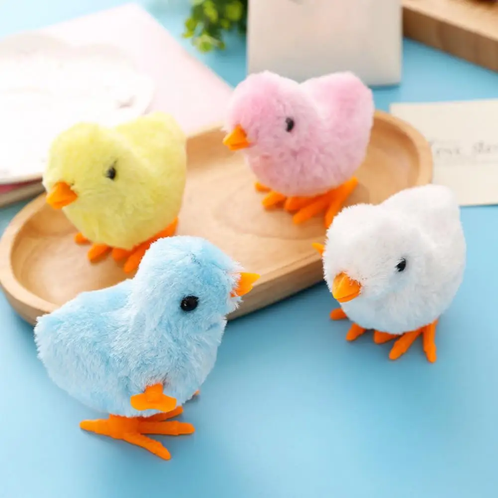 Chick Push Toy Bundle Realistic Clockwork Chick Wind-up Toys Vibrant Mini Easter Chicks Fluffy Plush Figures for Party