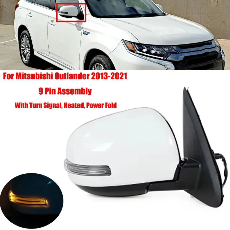 9 Pins Rearview Mirror Assembly For Mitsubishi Outlander 2013- 2021 Power Folding Side Door Mirror Car Accessories