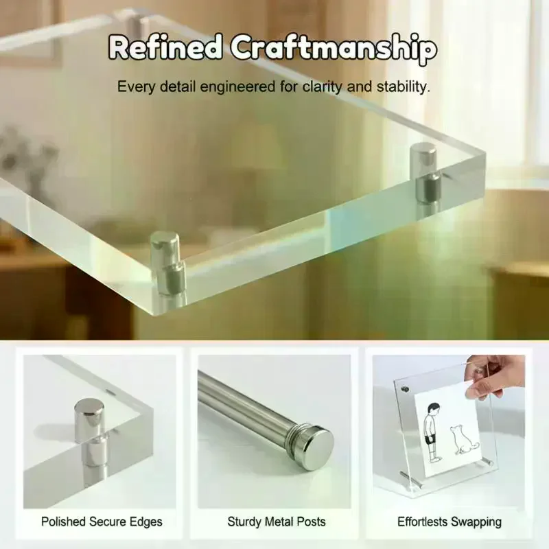 6-inch/7-inch/A4 Crystal Clear Acrylic Photo Frames For Postcards Photos Ticket Stubs And Displays
