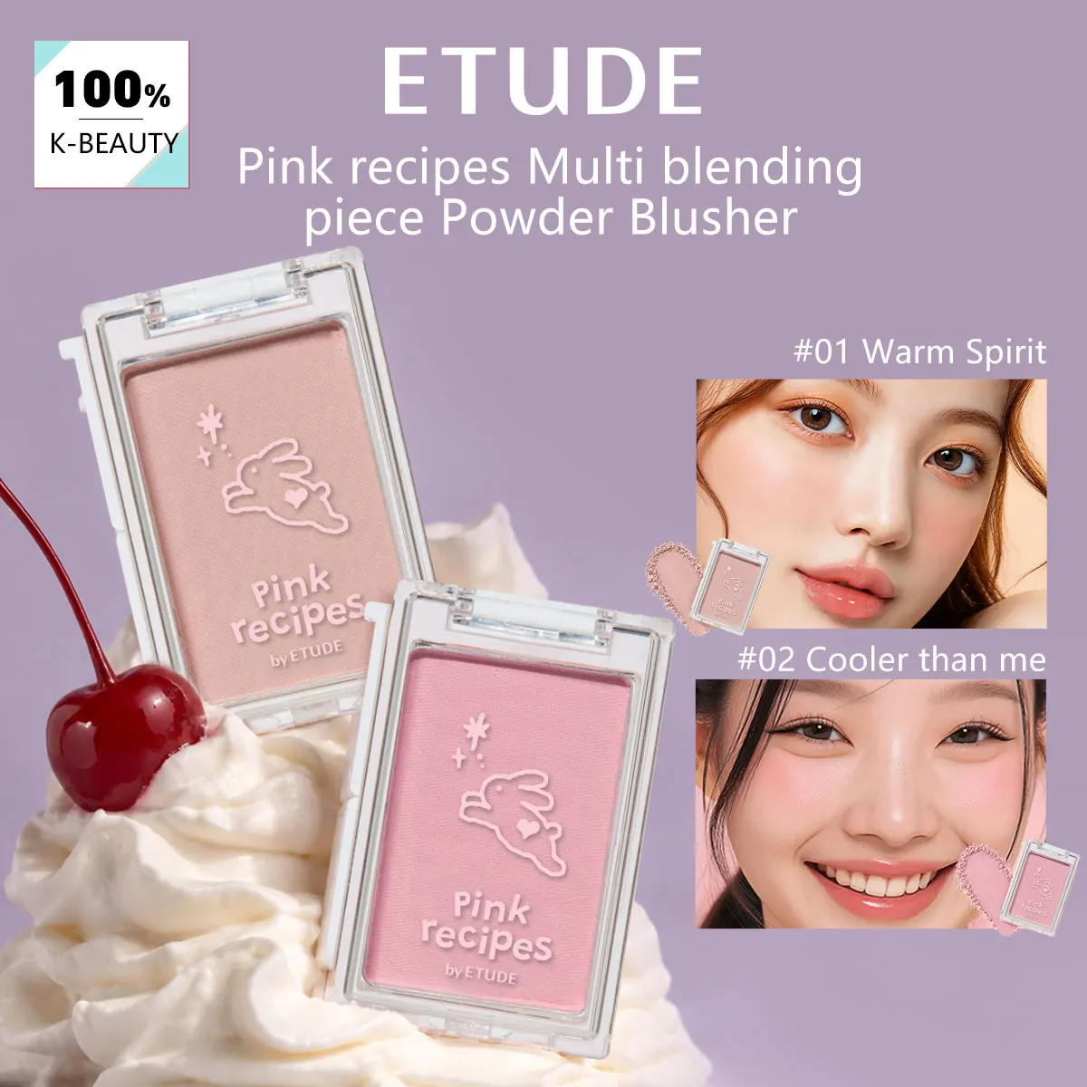 ETUDE Pink Recipes Multi Blending Piece Powder Blusher,Buildable Coverage,Long-Lasting Wear,Korean Cosmetic,Korean Makeup