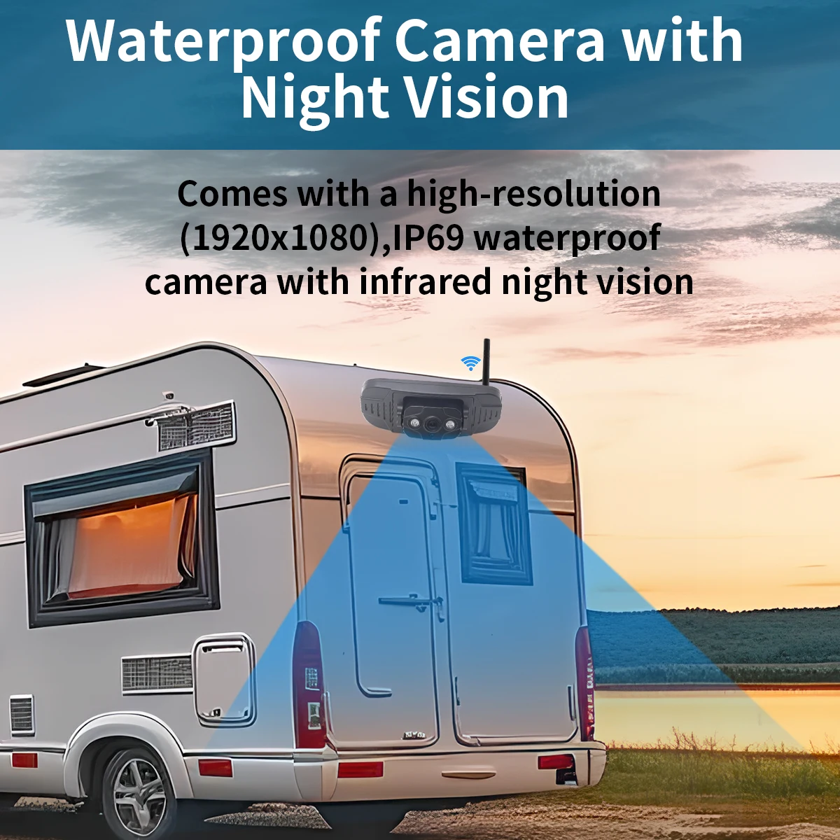 نظام كاميرا مراقبة المركبات اللاسلكية الرقمية المقاومة للماء، نظام كاميرا شاحنة RV للسيارة مع شاشة 5 بوصة #3
