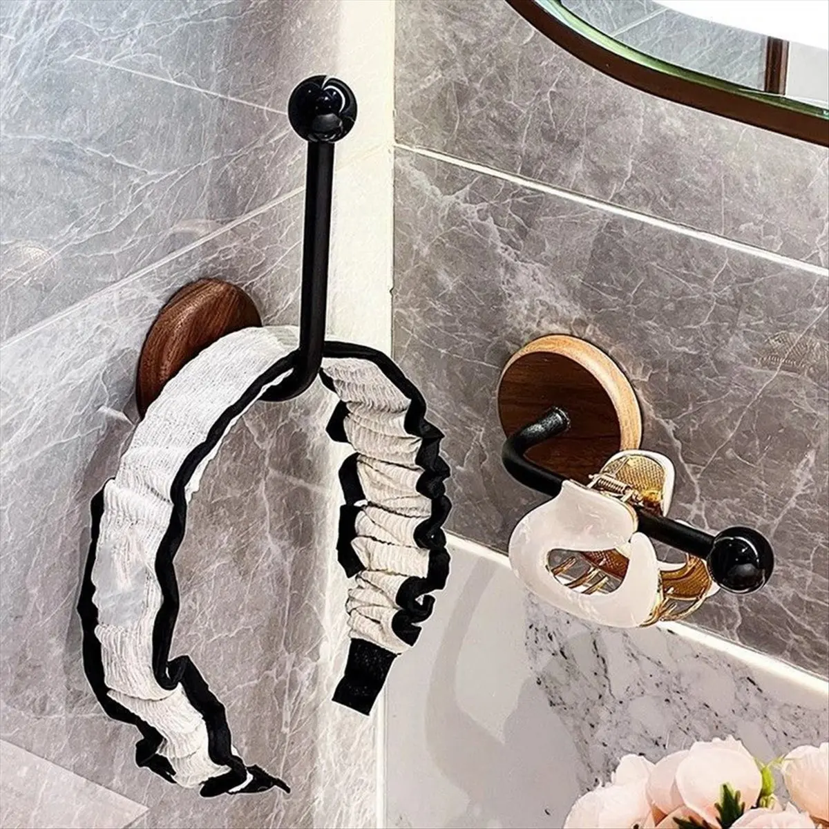 

*BAAY Modern Adhesive Curtain Holdbacks No Drill with Wood Base, Wall Mounted Tiebacks for Drapes, Rustic & Minimalist Style