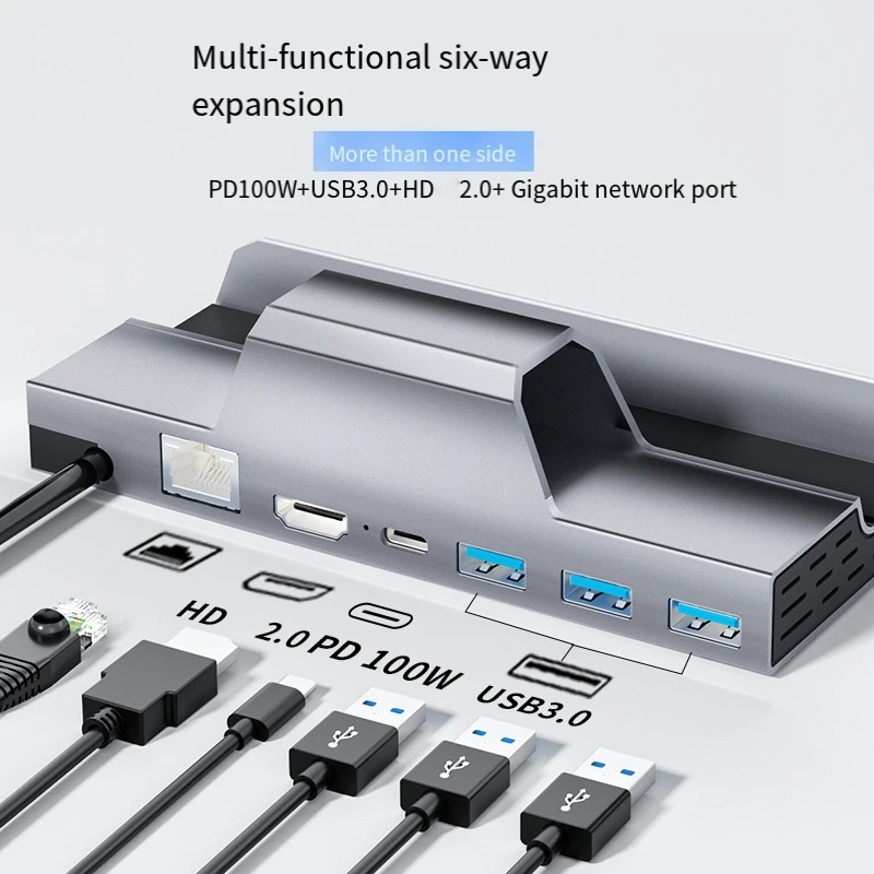 Docking Dock High Quality For Steam Deck Dock 6 In 1 USB 3.0HDMI2.0 Compatible 4K@60Hz RJ45 Gigabit Ethernet PD100W Hub