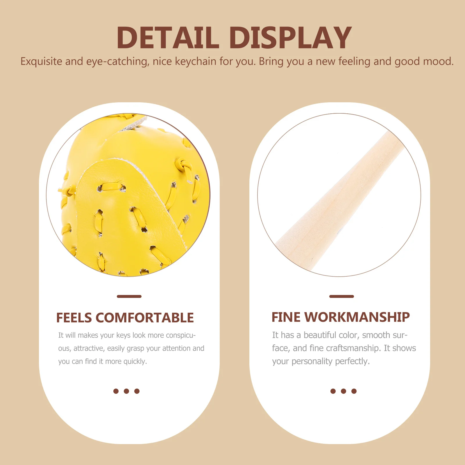 

2Pcs Baseball Keychains Unique Personality Decor Smooth Surface Fine Craftsmanship Bag Ornament Gifts Sports Key Chain