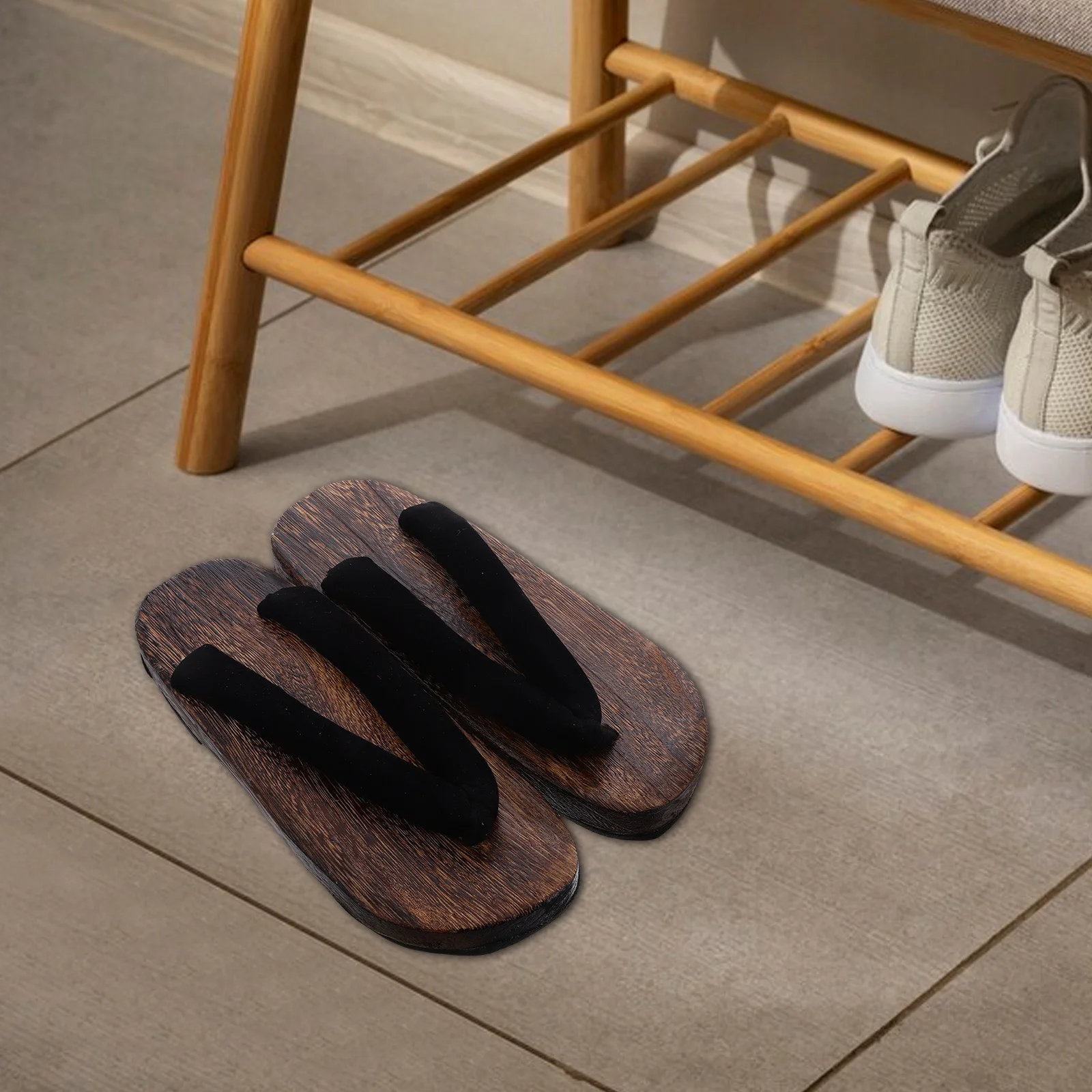 Sandales Geta japonaises en bois à bout rond, 1 paire, pantoufles Kimono traditionnelles pour hommes, vêtements d'intérieur, tenue décontractée de vacances, taille 40