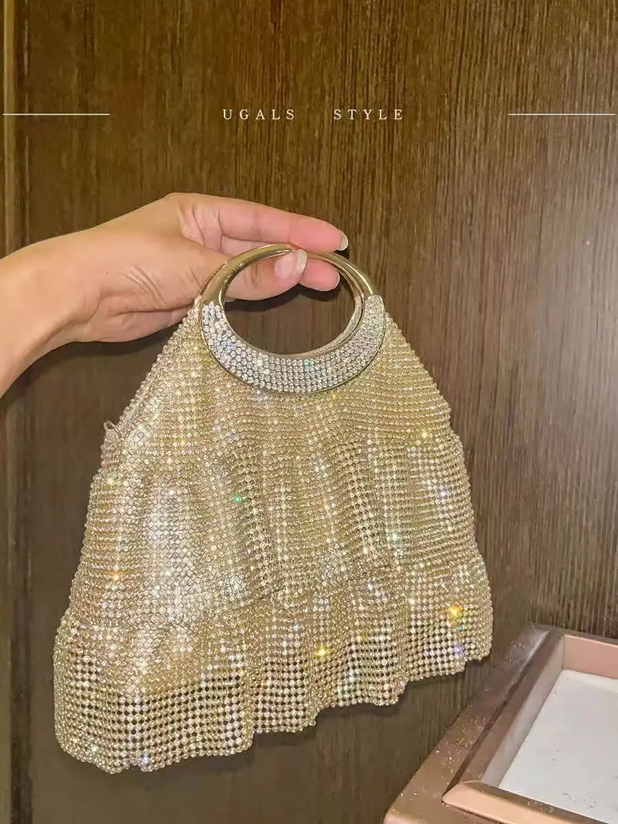 

Luxury Exquisite Glitter Evening Bag Shiny Diamond Rhinestones Women Handbag Wedding Party Banquet Clutch Purse Shoulder Bag