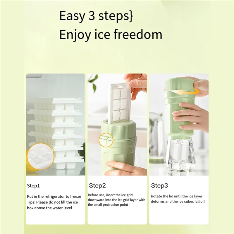 

AB35-Portable Ice Cube Mold Release Ice Cup Kitchen Bar Gadgets Rotate-Type Ice Cube Tray Easy To Use White