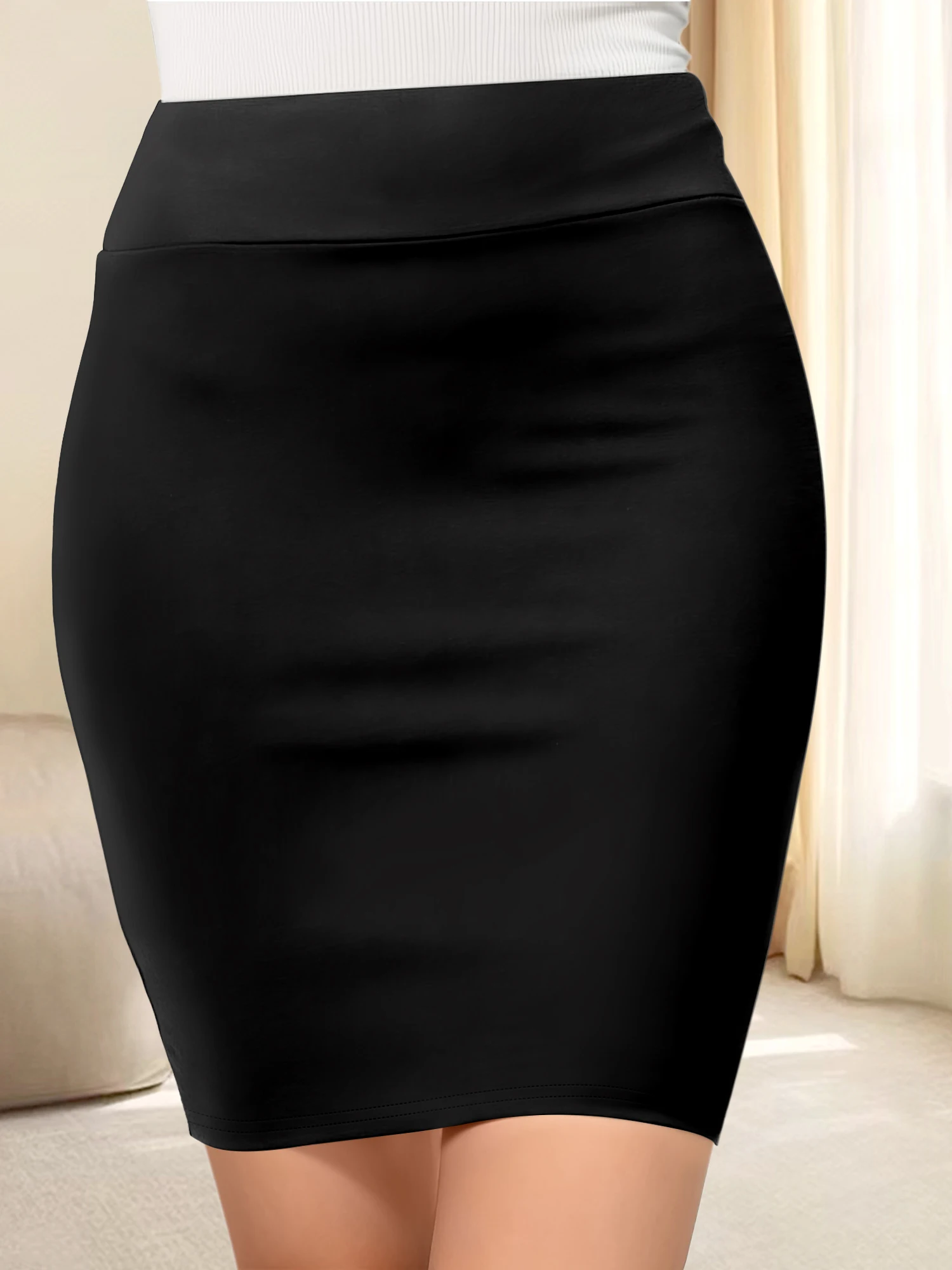 High‑Waisted Tight Fit Mini Skirt Stretchy Soft Fabric Slim Bodycon Silhouette Timeless Solid Colors Women's Fashion Skirts