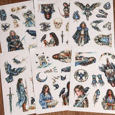 20sheets(non-repeating) Large Size PET and Paper Self-adhesive Sticker Book, for Glass Decor, Skateboards, Scrapbooking Supplies