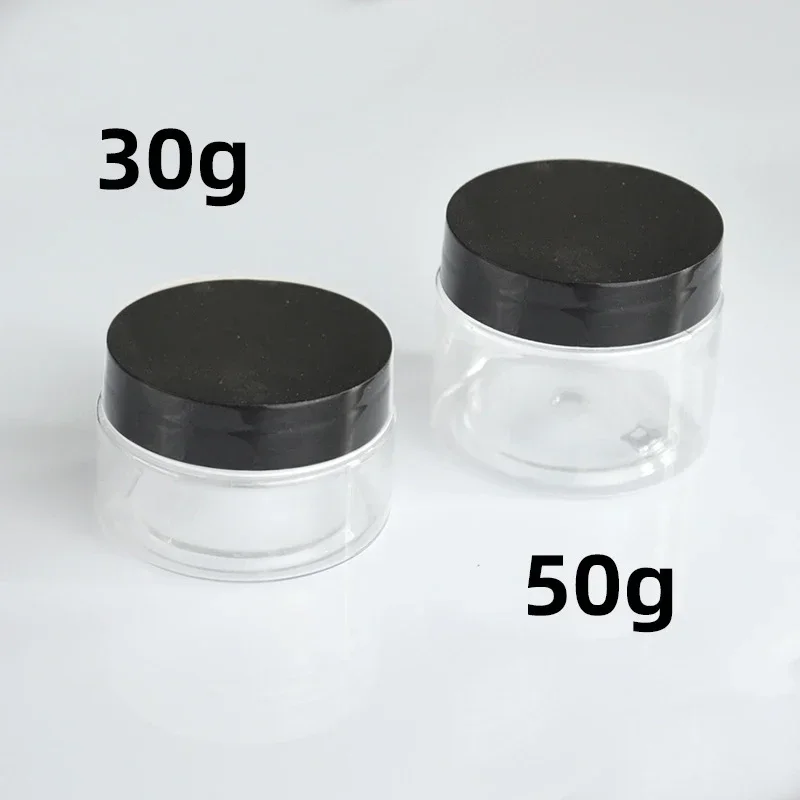 30 ชิ้น 30 กรัมพลาสติกเครื่องสําอาง Jar พร้อมฝาปิดสีดําโปร่งใสตัวอย่างขวดเล็บลูกปัดคอนเทนเนอร์สําหรับอายแชโดว์ Lip Balm