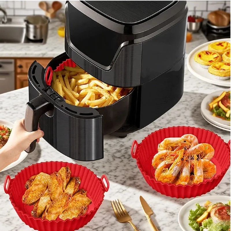 

Многоразовая силиконовая корзина для аэрофритюрницы, термостойкая силиконовая форма для аэрофритюрницы, вкладыши для пиццы и жареной курицы, аксессуары