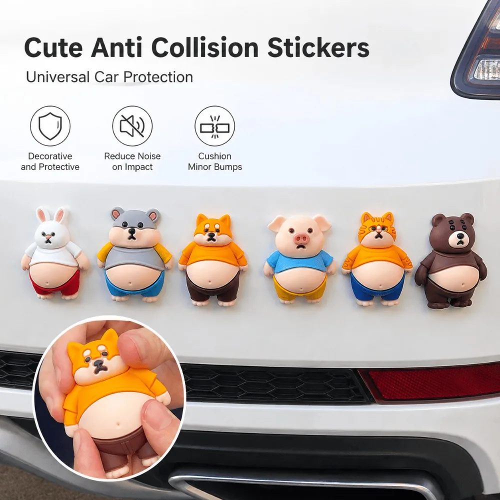 Car Anti Collision Strip For Universal Vehicles Cute Silicone Bumper Guard Scratch Protector Body Decoration Sticker Accessories