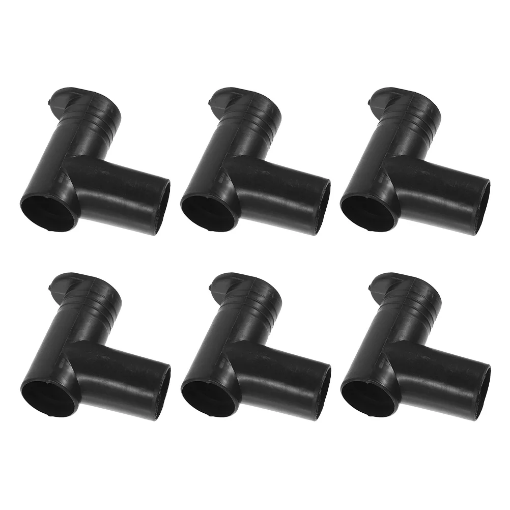 

6pcs Plastic Clothes Drying Rack Joints Black 2.75X2.4Inch Tube Connector Floor Standing Garment Rack Rod End Clamps Cap Dual