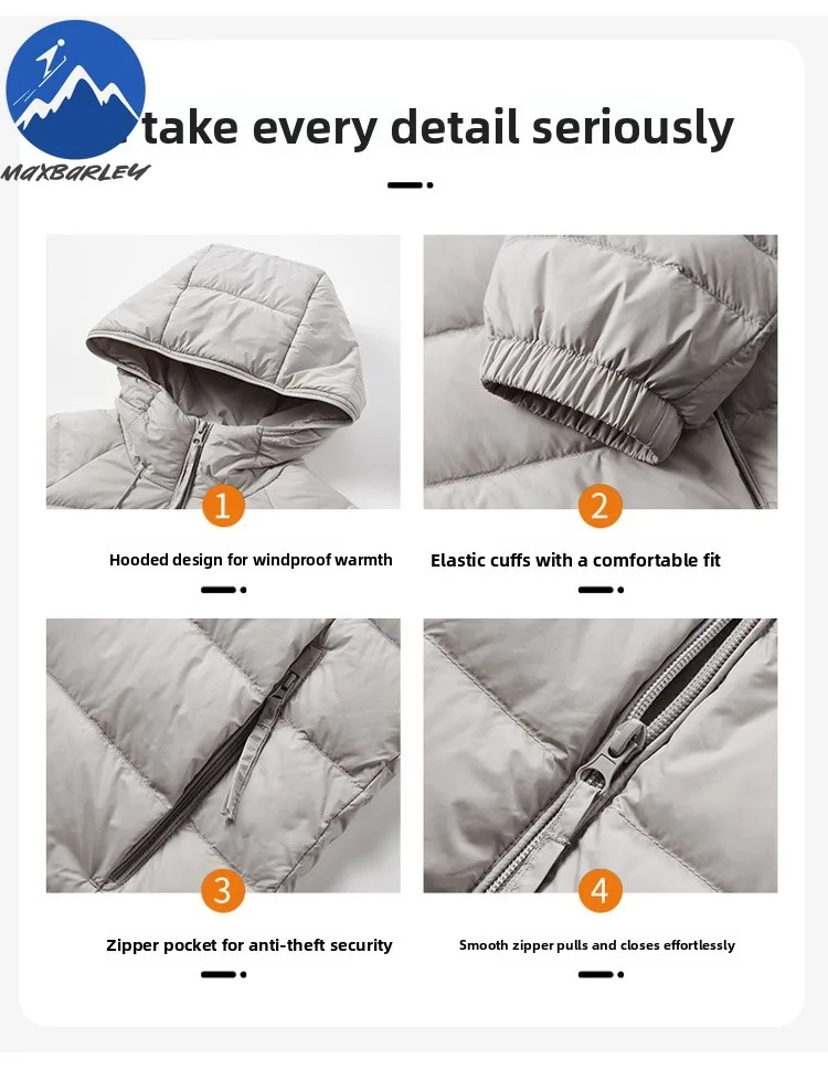 جاكيت قصير خفيف الوزن للرجال والنساء ، معطف فضفاض بغطاء رأس ، أحادي اللون ، محمول ، عصري ، جديد ، 90 بطة لأسفل ، شتاء ،