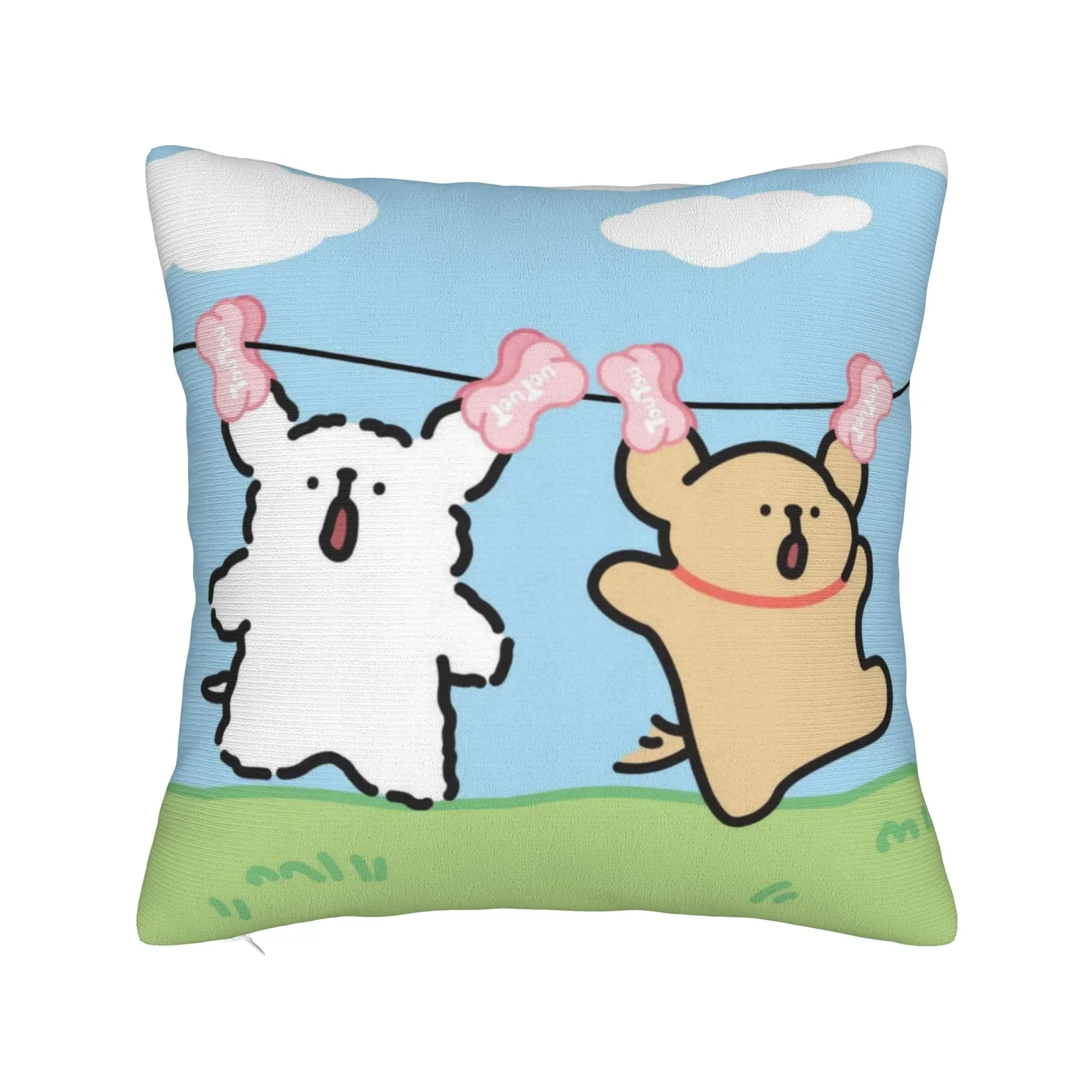 Pillow Cover Cartoon Maltese Line Dog Puppy Retro Trendy Pillow Case For Chair Sofa Home Decor Pillowcases