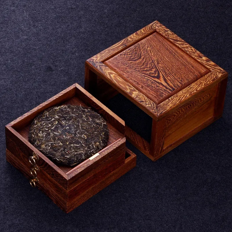 Wenge Wood Tea Storage Box, Multi-Layer Tea Cake Display Rack&Solid Wood Tray Set,Chinese Style Tea Room Cabinet Organizer&Decor