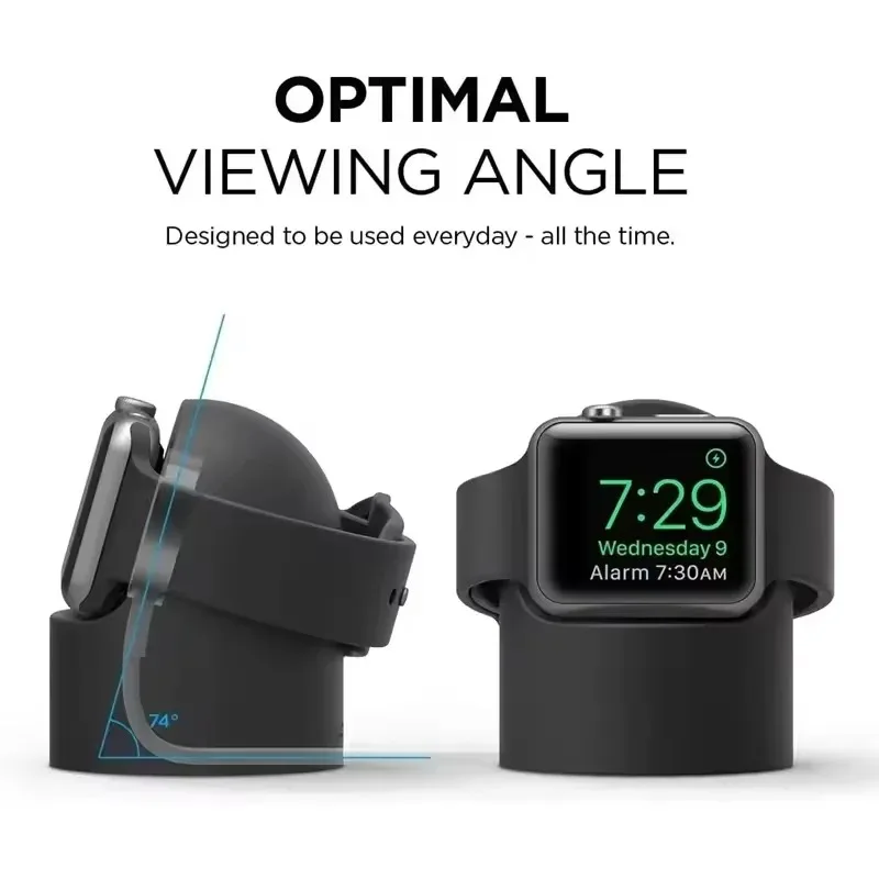 애플 워치 스마트워치 폰 호환용 실리콘 무선 충전기 스탠드 미끄럼 방지 베이스 컴팩트 데스크탑 디자인 액세서리