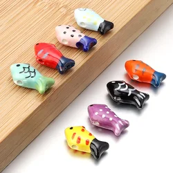5Pcs Ceramic Fish-shape Beads Retro Cute Colorful Loose Beaded for Handmade Jewelry Accessories DIY Bracelet Phone Key Chain