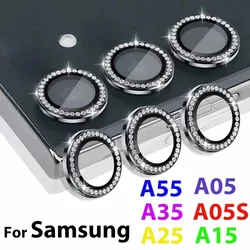 Diamond Camera Ring For Samsung A55 A35 A54 A34 A15 5G A14 A24 4G  Tempered Glass Camera Lens Protector Alloy Ring Cover