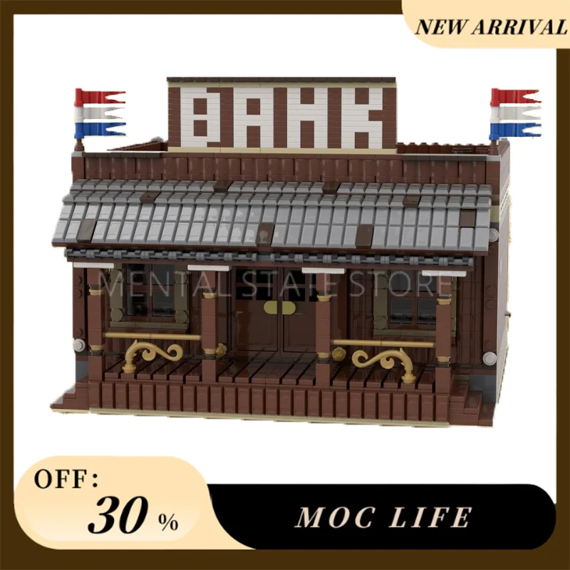 ใหม่ 2153PCS ที่กําหนดเอง MOC Wild West Bank Building Blocks เทคโนโลยีอิฐ DIY Creative ASSEMBLY การศึกษาของเล่นวันหยุดของขวัญ