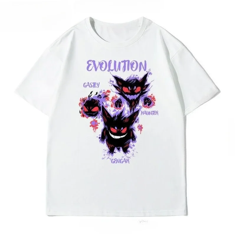 

2025 New Pok É Mon Pok É Mon Co Branded T-shirt Genghis Ghost Stone Pocket Monsters Cotton Loose Ghost Couple Short Sleeve Top