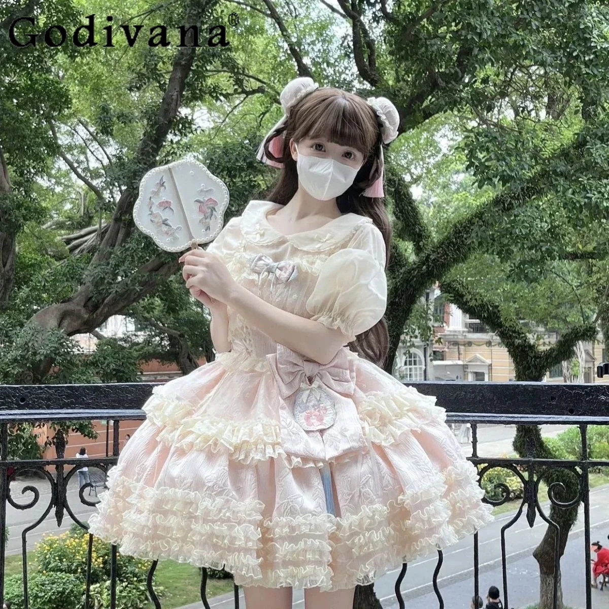 

Original Lolita Sweet Cute Dress Women's Slim Fit Bow Fungus Edge Lo Suspender Dress Jsk Soft Sister Princess Dresses Summer