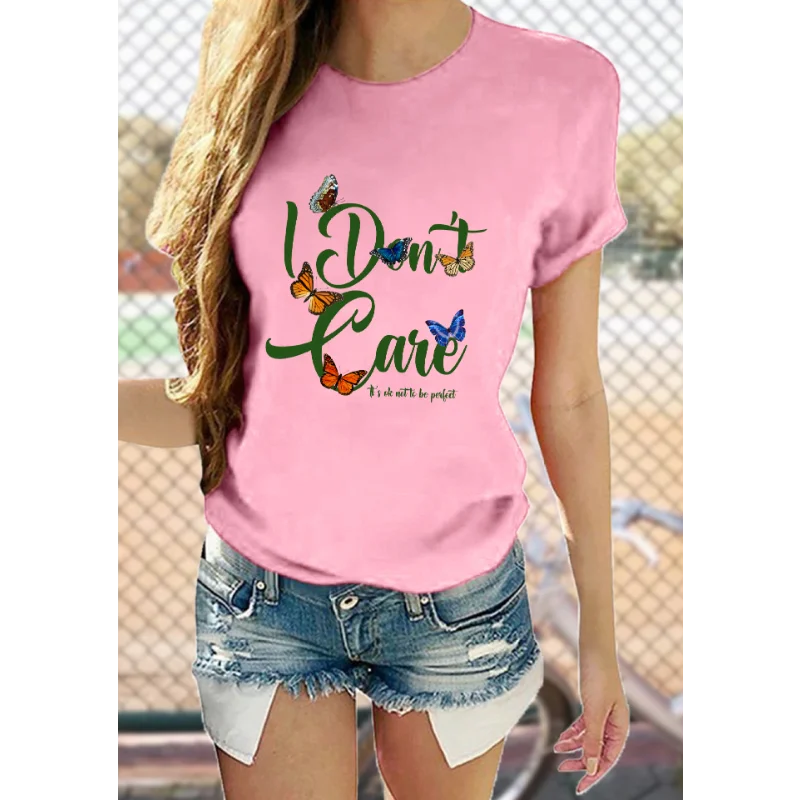 Nieuwe eenvoudige vlinder bedrukte T-shirts met ronde hals voor Europese en Amerikaanse mannen en vrouwen Grafische T-shirts Esthetische kleding