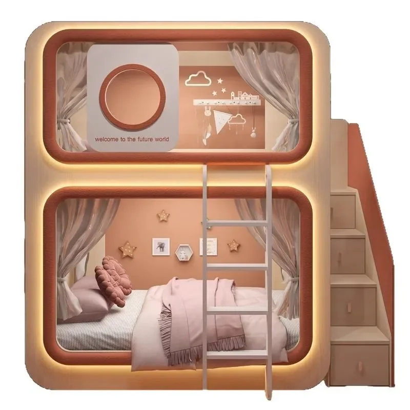 

Solid wood space capsule children high and low bunk bed mother and child boys and girls two bunk princess bed