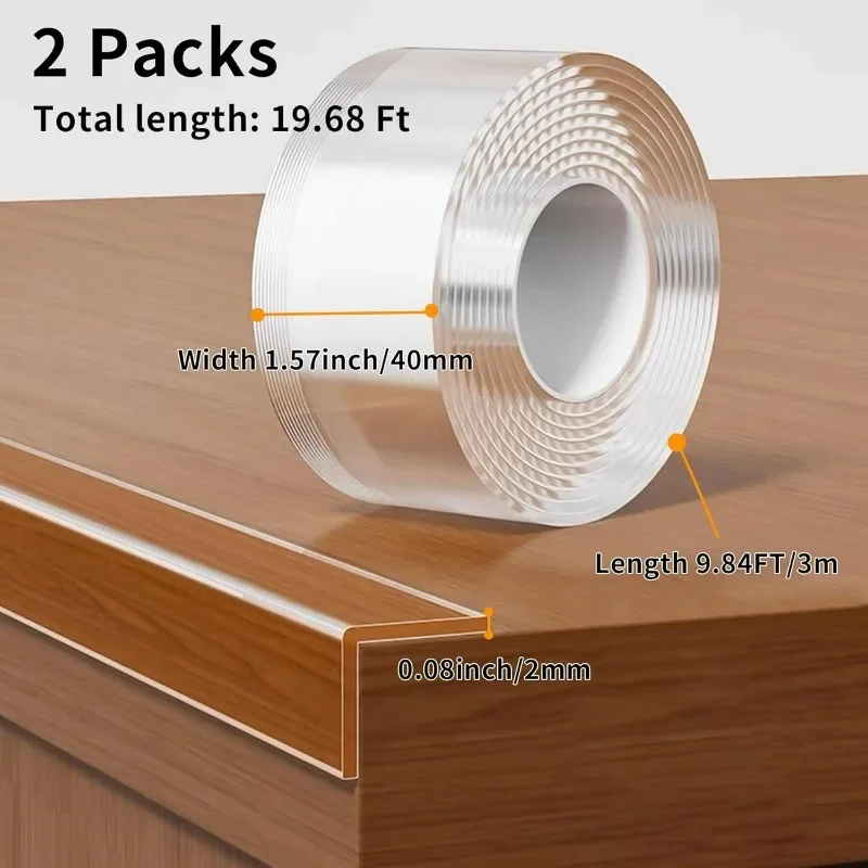 1mm Thick 5m Long High-transparency Double-sided Tape Transparent Acrylic Traceless Washable and Removable Adhesive Nano-tape