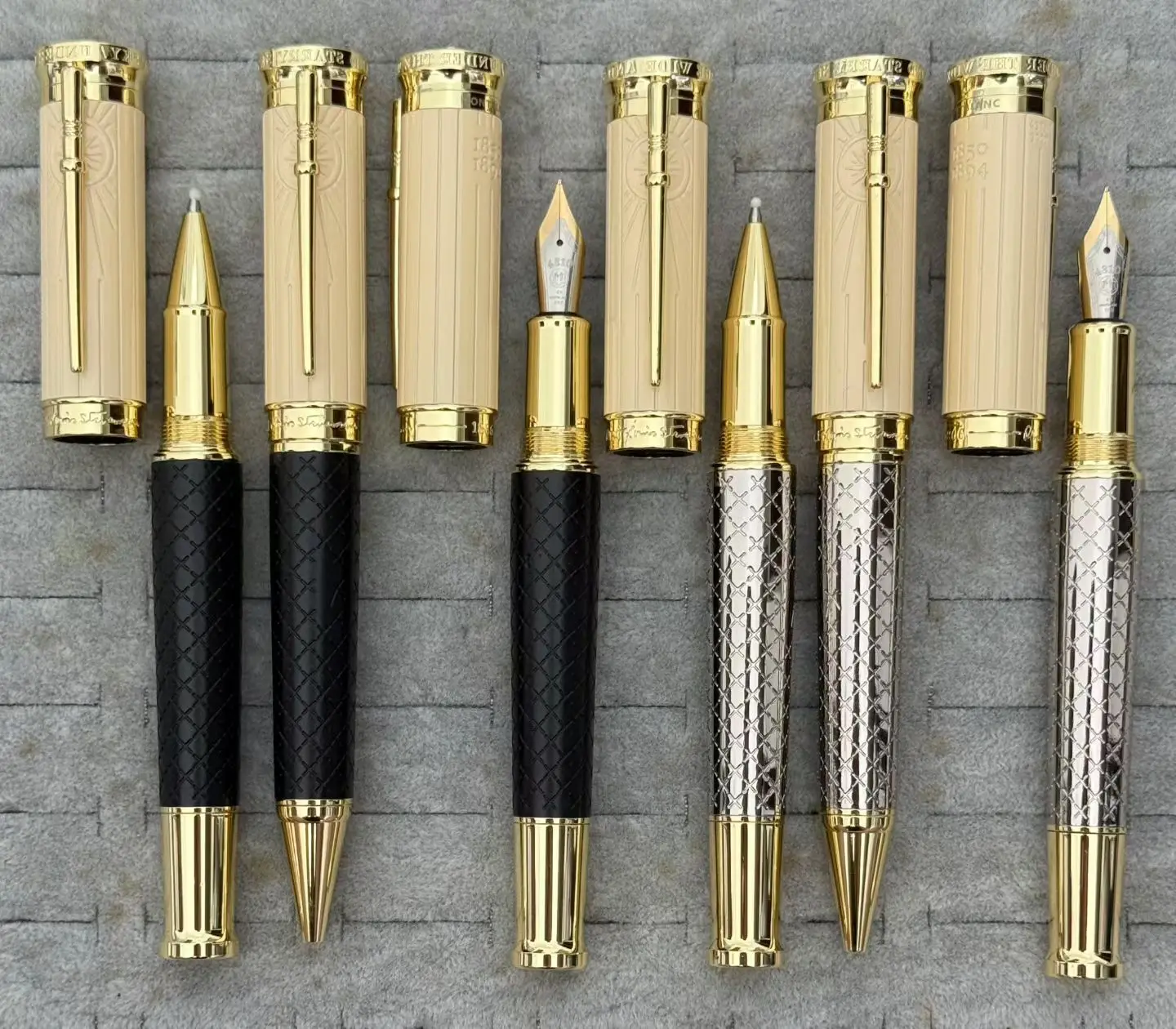 Fountain Pens Premium Black Gold Writing Instrument Classic Geometric Pattern Executive Signature Stationery for Business Gifts