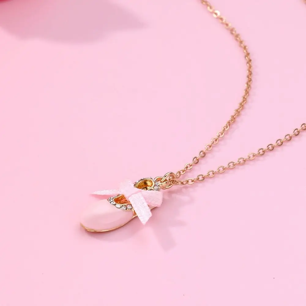 Crystal Cute Ballet Shoes Pendant Necklace for Kids Girls Friendship Adjustable Necklaces Best Friend Jewelry Gifts