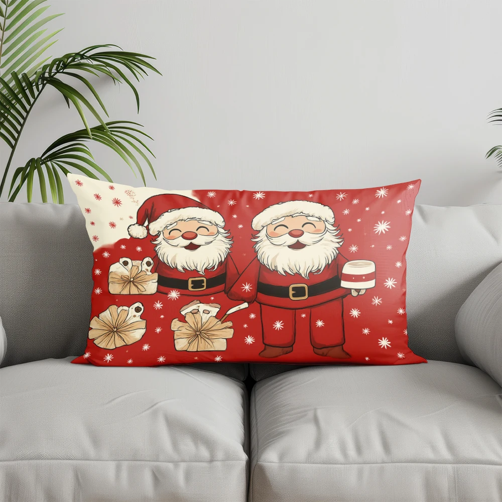 ديكور المنزل رجل الثلج والهدايا وسادة عيد الميلاد مناسبة للأريكة غرفة نوم غطاء وسادة السيارة وسادة الظهر المستطيلة #3