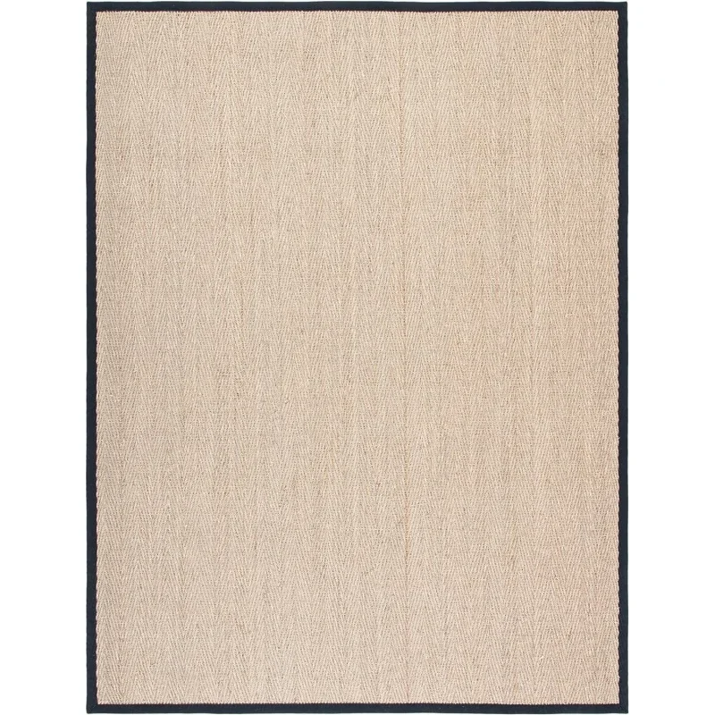 Safavieh Natural Fiber Collection Area Rug - 10' x 14', Natural & Black, Border Herringbone Seagrass Design, Easy Care, Idea