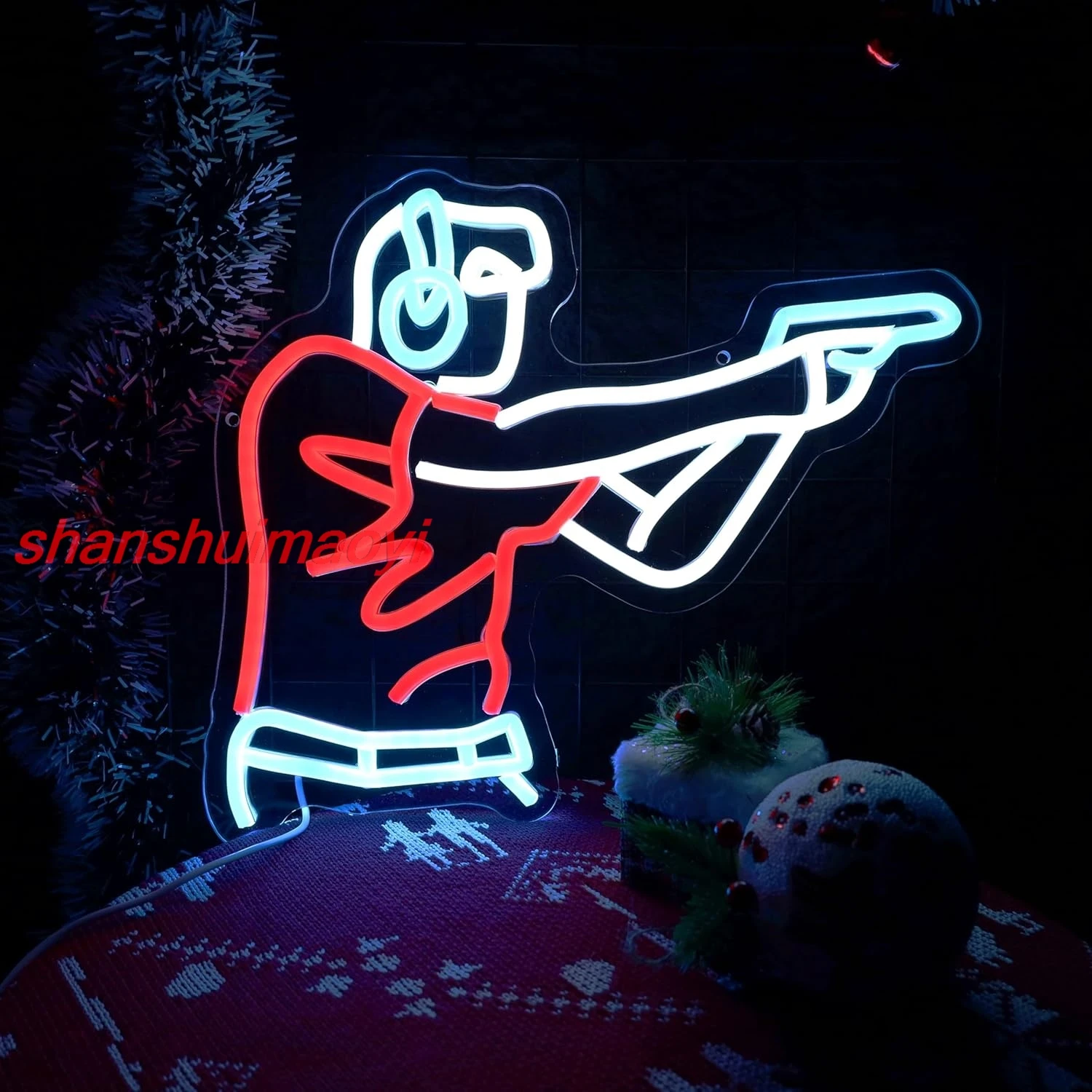 Adam Çekim Neon Burcu Atıcı Neon Işık Silah Oyunu Oyuncu Işık Burcu Kısılabilir Çekim Dekor Silah Kulübü Dekor için Man Cave Oyunu Ro