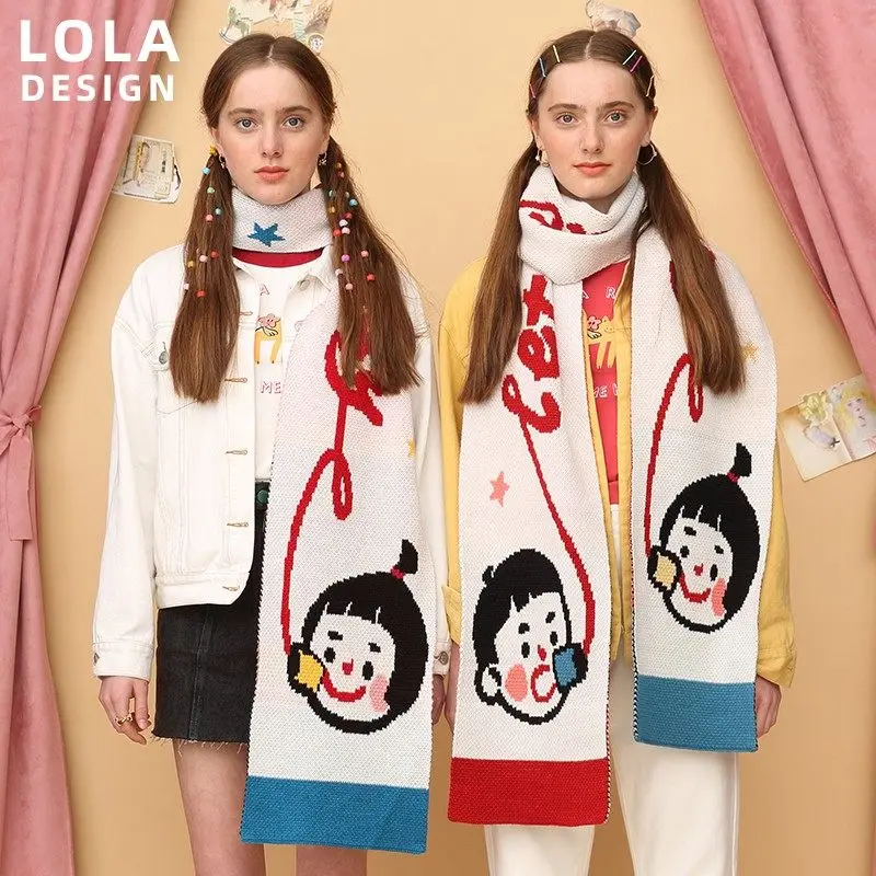 japanese-warm-winter-scarf-cartoon-cute-knitted-scarf-soft-girl-2025-winter-versatile-korean-version-ins-scarf-for-women