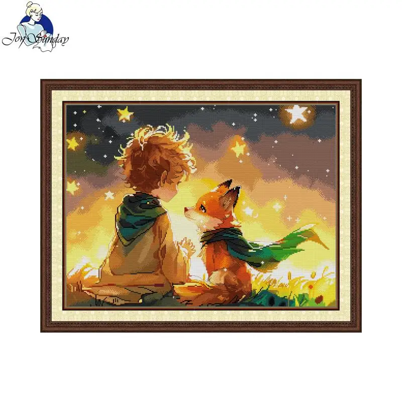 Cross Stitch Kit Joy Sunday Boy With Dog HD Pattern Printed Counted Fabric Aida 16CT 14CT 11CT DIY Embroidery Kit With Gift New