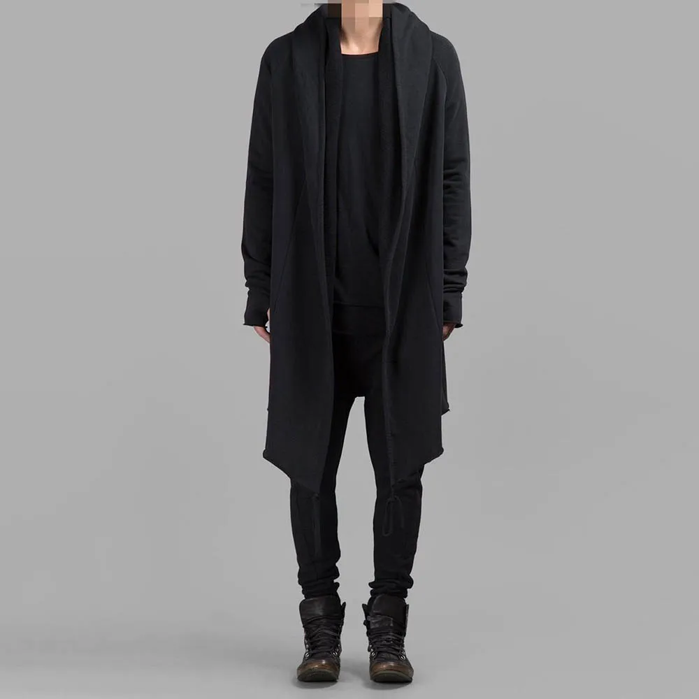 

XS-5XL мужские осенние перчатки плащ темный простой повседневный кардиган накидка уличная мода молодежный топ с длинными рукавами в стиле хип-хоп мужская одежда