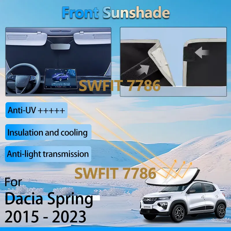 

Front Sun Visor For Dacia Spring Renault Kwid E-Tech City K-ZE 2025-2015 Accessories Window Shade Heat Insulation Sunshade Parts