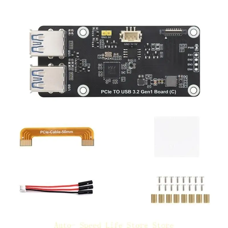 

02DA PCIE USB -конверсионная плата для RPI 5 Adapter 4 Port USB 3.2 GEN1 Расширение усиления соединения