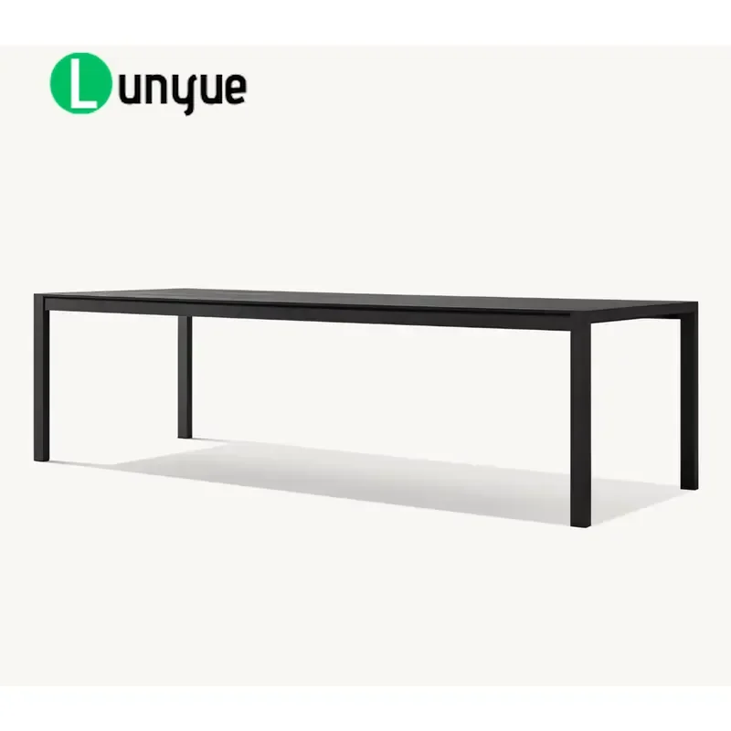 Modern Luxury Outdoor Dining Set Handmade Aluminum Rectangular Table All Weather Metal Furniture for Courtyard Garden Hotel