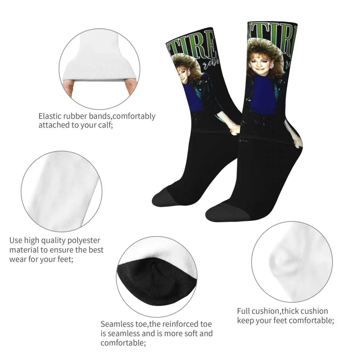 Reba McEntire Country Music Singer Theme All Season Socks Merch for Female Cozy Dress Socks